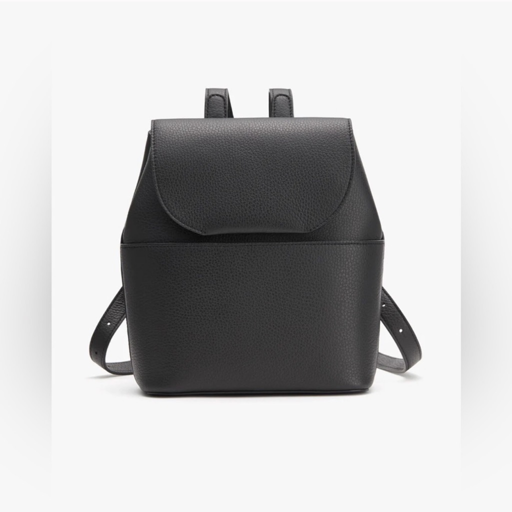 Cuyana Mini Leather Backpack In Black Pebbled Leather